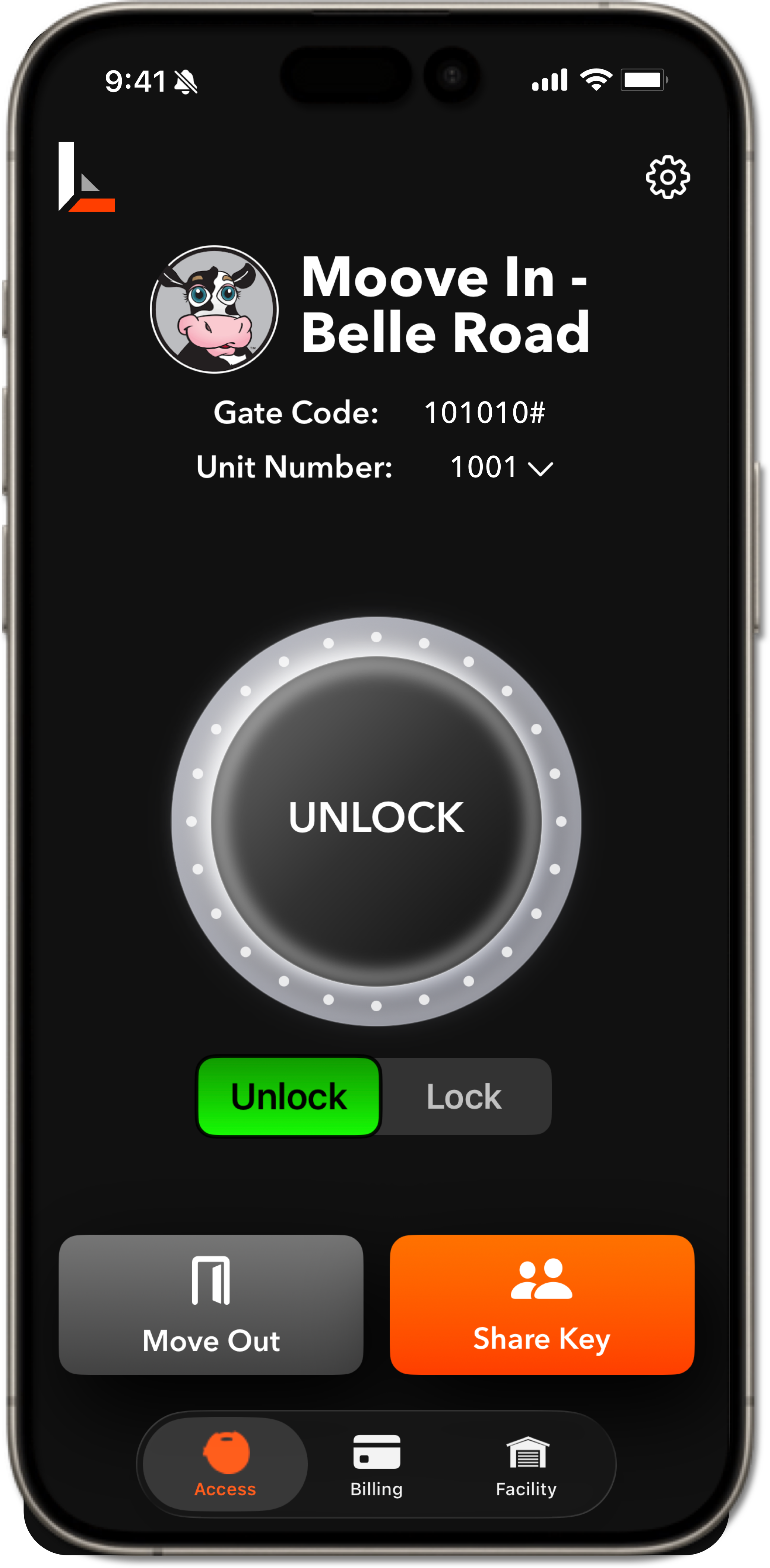 Lockstry access screen