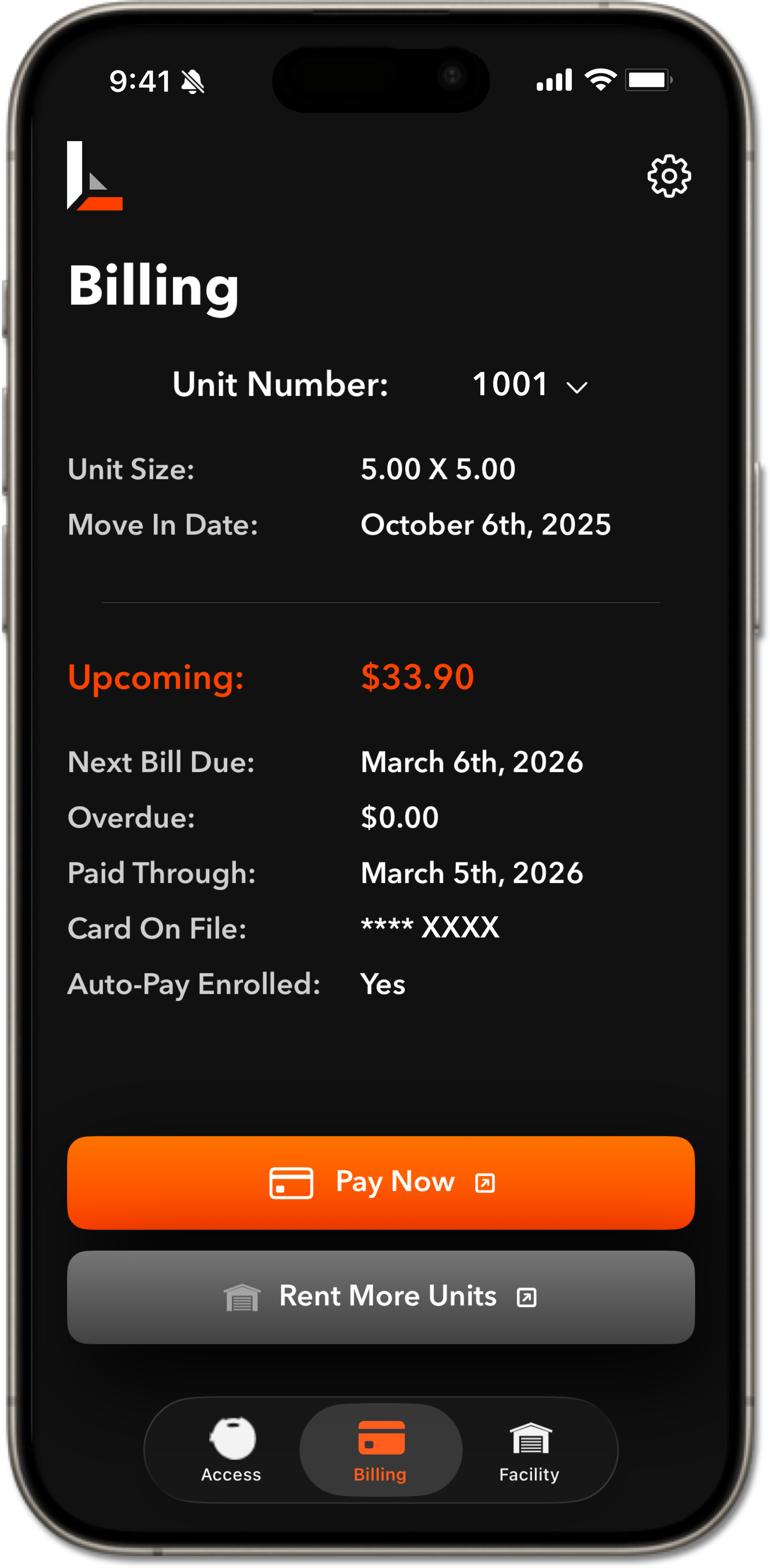 Lockstry billing screen